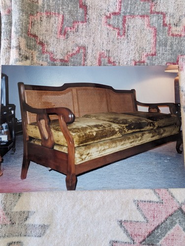 Vintage cane cherry wood - wood, sofa